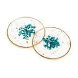 Maxbell 2pcs Resin Charm Pendants with Dried Flower Jewelry Making 30mm Blue Flower