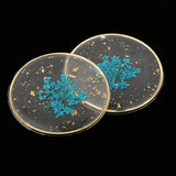 Maxbell 2pcs Resin Charm Pendants with Dried Flower Jewelry Making 30mm Blue Flower