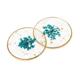 Maxbell 2pcs Resin Charm Pendants with Dried Flower Jewelry Making 30mm Blue Flower