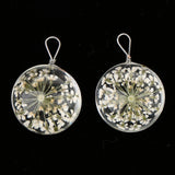 Maxbell 2pcs Round Glass Charms Pendants with Dried Flower forJewelry Making White