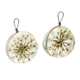 Maxbell 2pcs Round Glass Charms Pendants with Dried Flower forJewelry Making White