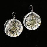 Maxbell 2pcs Round Glass Charms Pendants with Dried Flower forJewelry Making White