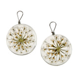 Maxbell 2pcs Round Glass Charms Pendants with Dried Flower forJewelry Making White