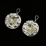 Maxbell 2pcs Round Glass Charms Pendants with Dried Flower forJewelry Making White