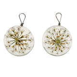 Maxbell 2pcs Round Glass Charms Pendants with Dried Flower forJewelry Making White