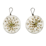 Maxbell 2pcs Round Glass Charms Pendants with Dried Flower forJewelry Making White