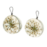 Maxbell 2pcs Round Glass Charms Pendants with Dried Flower forJewelry Making White