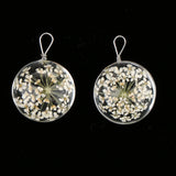 Maxbell 2pcs Round Glass Charms Pendants with Dried Flower forJewelry Making White