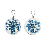 Maxbell 2pcs Round Glass Charms Pendants with Dried Flower forJewelry Making Blue