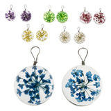 Maxbell 2pcs Round Glass Charms Pendants with Dried Flower forJewelry Making Blue