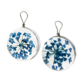 Maxbell 2pcs Round Glass Charms Pendants with Dried Flower forJewelry Making Blue