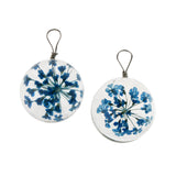 Maxbell 2pcs Round Glass Charms Pendants with Dried Flower forJewelry Making Blue