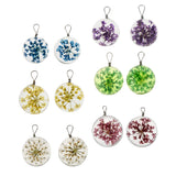 Maxbell 2pcs Round Glass Charms Pendants with Dried Flower forJewelry Making Blue