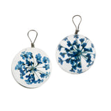 Maxbell 2pcs Round Glass Charms Pendants with Dried Flower forJewelry Making Blue