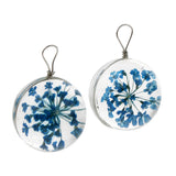 Maxbell 2pcs Round Glass Charms Pendants with Dried Flower forJewelry Making Blue