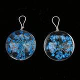 Maxbell 2pcs Round Glass Charms Pendants with Dried Flower forJewelry Making Blue