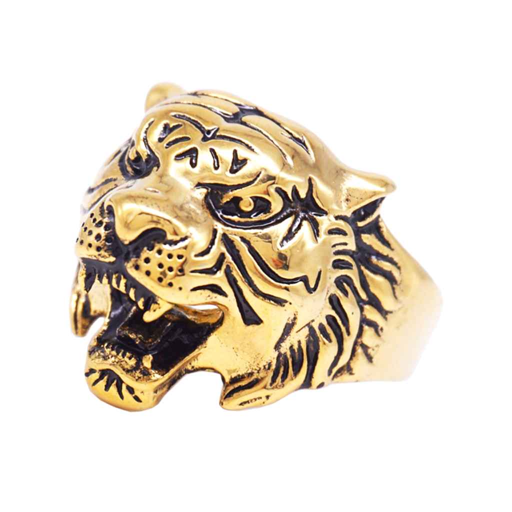 Maxbell Stainless Steel Ring Vintage Gothic Tribal Biker Tiger Head Band US Size8