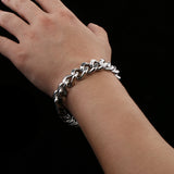 Maxbell Men's Biker Stainless Steel Bracelet Curb Chain Link Bangle Wristband Silver