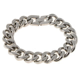 Maxbell Men's Biker Stainless Steel Bracelet Curb Chain Link Bangle Wristband Silver