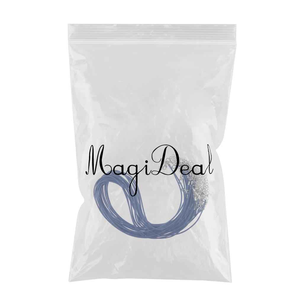 Maxbell 20pcs Necklace Waxed Cord Rope with Lobster Clasp Extender Chain Deep Blue