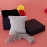 Maxbell Paper Gift Removable Cushion Storage Jewelry Box with Ribbon Gray Pillow