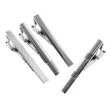 Maxbell 4 Pieces Silver Tie Bar Set Fashion Tie Clip For Men Classic Jewelry Gift