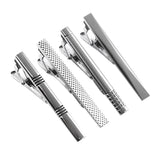 Maxbell 4 Pieces Silver Tie Bar Set Fashion Tie Clip For Men Classic Jewelry Gift