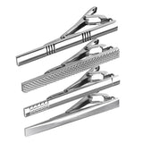 Maxbell 4 Pieces Silver Tie Bar Set Fashion Tie Clip For Men Classic Jewelry Gift