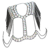 Maxbell Fashion Tassel Crystal Shoulder Body Chain Harness Necklace Jewelry Black