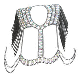 Maxbell Fashion Tassel Crystal Shoulder Body Chain Harness Necklace Jewelry Black