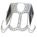 Maxbell Fashion Tassel Crystal Shoulder Body Chain Harness Necklace Jewelry Black