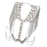 Maxbell Fashion Tassel Crystal Shoulder Body Chain Harness Necklace Jewelry Silver