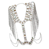 Maxbell Fashion Tassel Crystal Shoulder Body Chain Harness Necklace Jewelry Silver