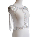 Maxbell Fashion Tassel Crystal Shoulder Body Chain Harness Necklace Jewelry Silver