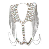 Maxbell Fashion Tassel Crystal Shoulder Body Chain Harness Necklace Jewelry Silver