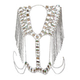 Maxbell Fashion Tassel Crystal Shoulder Body Chain Harness Necklace Jewelry Silver