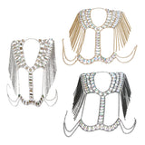 Maxbell Fashion Tassel Crystal Shoulder Body Chain Harness Necklace Jewelry Golden