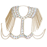 Maxbell Fashion Tassel Crystal Shoulder Body Chain Harness Necklace Jewelry Golden