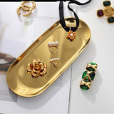 Maxbell Elegant Jewelry Tray Organizer Display Storage Platter for Ring Earrings Golden S