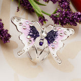 Maxbell Women's Fashion Enamel Butterfly Rhinestone Scarf Ring Buckle Clip Purple