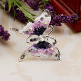 Maxbell Women's Fashion Enamel Butterfly Rhinestone Scarf Ring Buckle Clip Purple