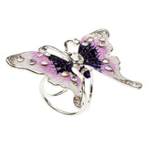 Maxbell Women's Fashion Enamel Butterfly Rhinestone Scarf Ring Buckle Clip Purple