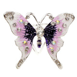 Maxbell Women's Fashion Enamel Butterfly Rhinestone Scarf Ring Buckle Clip Purple