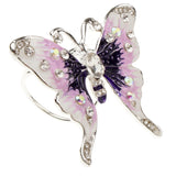 Maxbell Women's Fashion Enamel Butterfly Rhinestone Scarf Ring Buckle Clip Purple