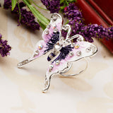 Maxbell Women's Fashion Enamel Butterfly Rhinestone Scarf Ring Buckle Clip Purple