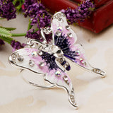 Maxbell Women's Fashion Enamel Butterfly Rhinestone Scarf Ring Buckle Clip Purple