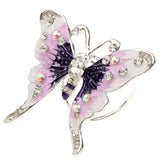 Maxbell Women's Fashion Enamel Butterfly Rhinestone Scarf Ring Buckle Clip Purple