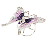 Maxbell Women's Fashion Enamel Butterfly Rhinestone Scarf Ring Buckle Clip Purple