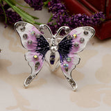 Maxbell Women's Fashion Enamel Butterfly Rhinestone Scarf Ring Buckle Clip Purple