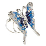 Maxbell Women's Fashion Enamel Butterfly Rhinestone Scarf Ring Buckle Clip Blue